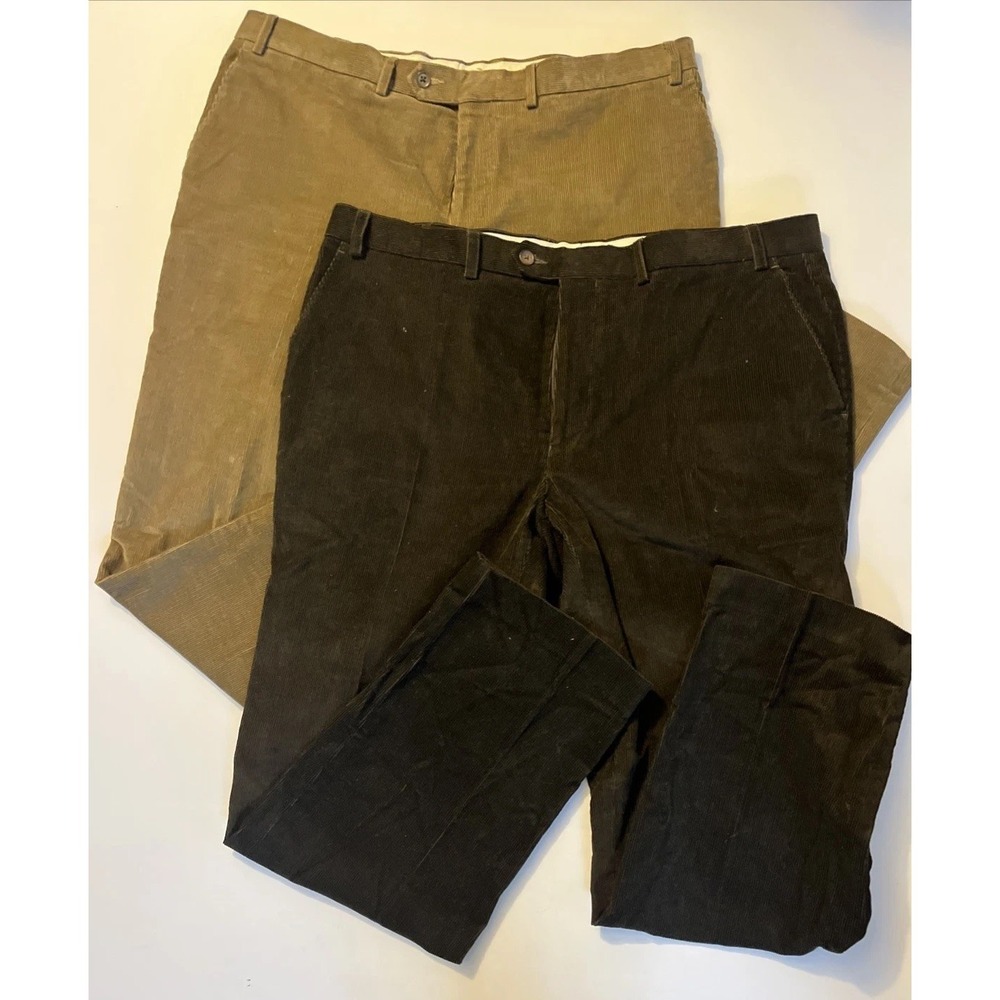 Lot 2 Polo Ralph Lauren 38x30 Brown Black Corduroy Classic Fit Mens Pants